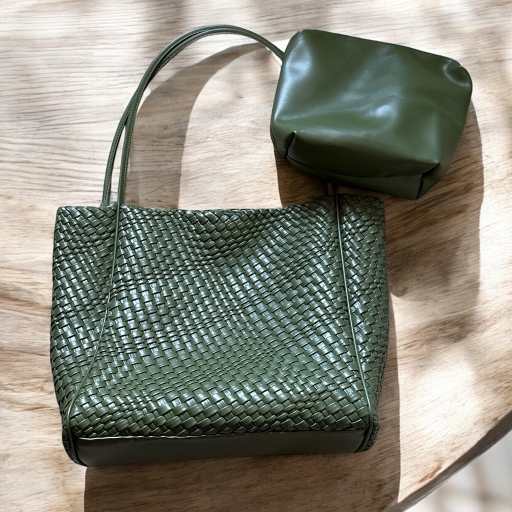 Anthropologie Green Woven Tote Bag - Picture 5 of 11